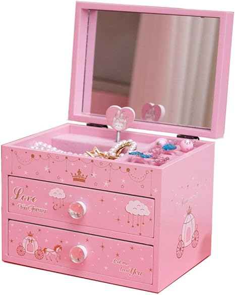 Amazon 女の子のためのジュエリーボックスジュエリーキーパーwith2引き出し引き出し木製ジュエリー収納アクセサリー収納子供ジュエリーボックス女の子のもの ジュエリー収納 オンライン通販