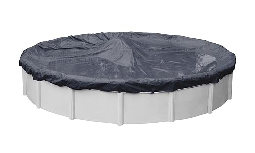 Pool Mate 24 ft Blue Winter Pool Cover for Above Ground Pools, 3 ft Overlap (27 ft Cover Size), Solid 7 x 7 Scrim, 2.2 oz/yd2, 8-Year Warranty, Style: 3624-PM