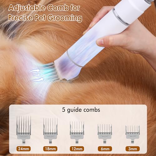 Rywell 4L Large Capacity Dog Hair Vacuum Cleaner Pet Grooming Kit with 4 Adjustable Modes (3/6/8/13kPa) HEPA Filtration for Pet Hair Loss