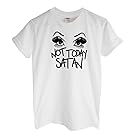 Rock Paper Sisters Unisex Slogan T-Shirt: Not Today Satan Eyes (White Medium)