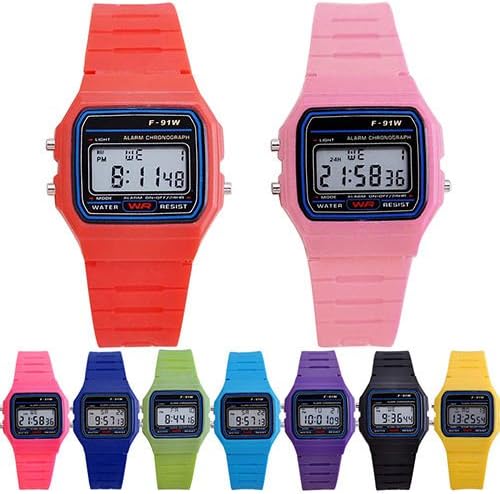 Amyove Men Women Kids Electronic LED Digital Multifunction Plastic Sports Wrist Watch White