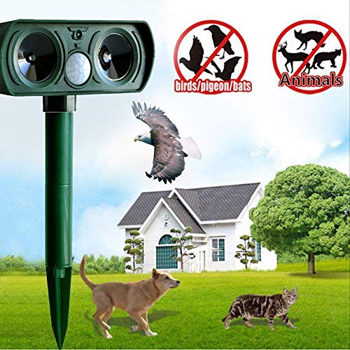 Outdoor Ultrasonic Animal Repeller Solar Powered Pest Repeller,MeiLiio Pest Repeller Squirrel Dog Cat Bird Deterrent with Motion PIR Sensor Pest Control Animal Repellent Eliminator for Garden Yards