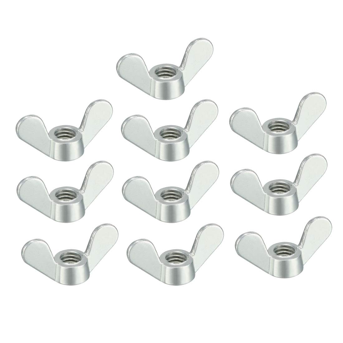 sourcing map M6 Wing Nuts Zinc Plated Fasteners Parts Screws Cymbals Butterfly Nut Silver Tone 10pcs
