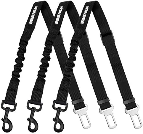 Dog Seat Belt,WINSEE Adjustable Pet Car Seat Belt Leash with Elastic Nylon Bungee Buffer … 3 Pack