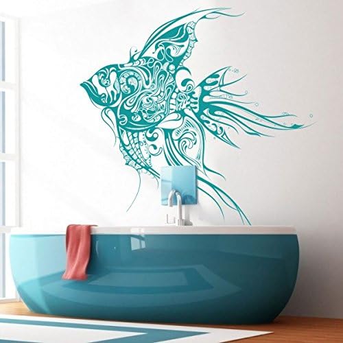 DigTour WallArt Fish Deep Sea Ocean Wall Decal Marine Fish Wall Sticker Tropical Fish Wall Graphice Wall Mural Vinyl Home Art Decor Teal