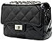 ILISHOP Women's Fashion Shoulder Bag Quilting Chain Cross Korean Ladies Handbag (Bright-black)