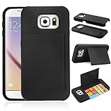 Galaxy S6 Case, Engive [TPU+PC Double Layer] Samsung Galaxy S6 Case with Card Slot (Black)