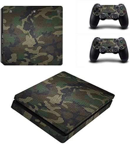 LLC Integral - Military Green Army Style Decal Cover for Sony Playstation 4 Slim PS4 Console Gamepad Pack Sticker + 2 Skins Stickers for dualshock 4 Controller