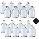Fastrack 16-Pack 1 Gallon Glass Jug (128 oz) w/16 38mm Black Metal Screw Cap – Multipurpose 1 Gallon Jug, & Detergent Dispens