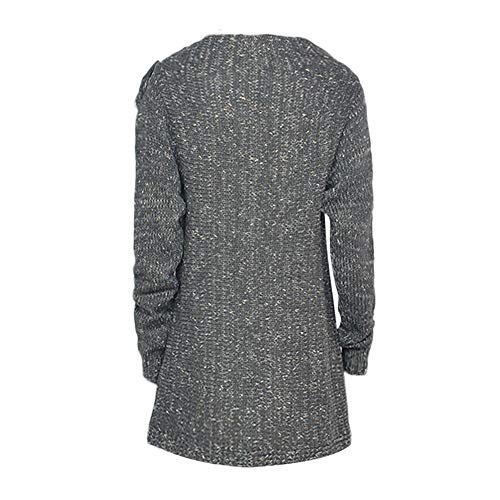 HOSOME Women Sweater Stripes Poncho Fall Tassels Slash Gradient Shawl Hem Fringe Loose Tops Dark Gray - Thumbnail 4