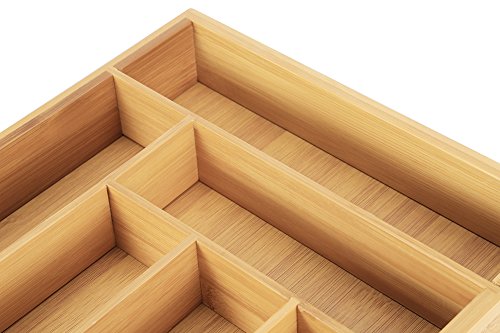 Cutlery Tray Kitchen Utensil Drawer - Bamboo 6 Slot Silverware Drawer Dividers - Storage Wooden Organizer Flatware Holder - Thumbnail 4