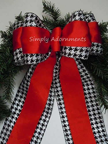 Red Black Houndstooth Bow Houndstooth Christmas Bow Red Black White Houndstooth Wedding Decoration Alabama Wreath Bow