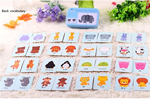 image for BabyPrice 32pcs Anti-tear Flash Cards Learning Alphabet Puzzle Cards, 