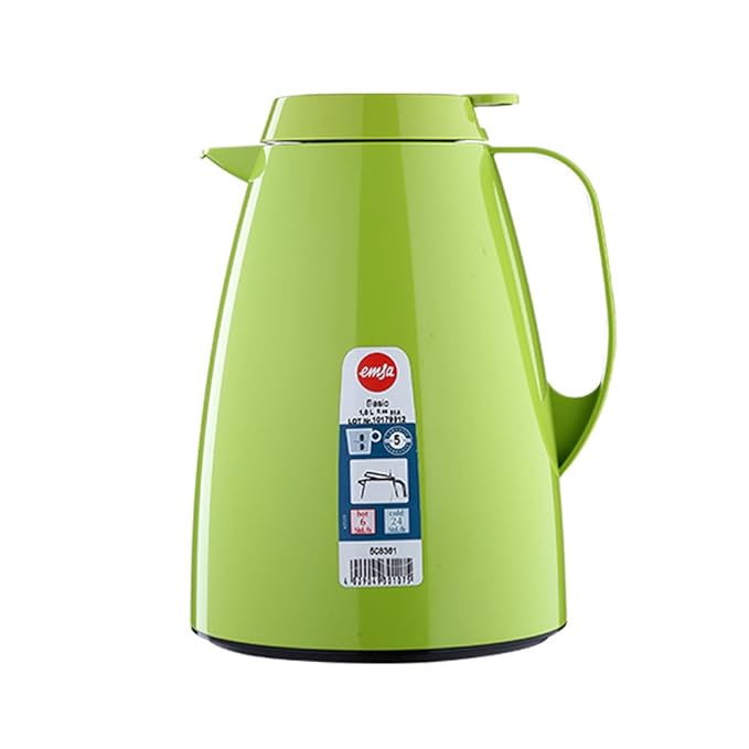 Emsa 508361 Isolierkanne, 1 Liter, Quick Tip Verschluss, 100% dicht, Hellgrün, Basic