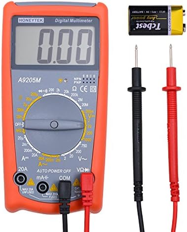 Robao Digital Multimeters A9205M Electronic Amp Volt Ohm Voltage Multi Tester Multimeter with Transistor hFE Tester Diode and Continuity Test LCD Display