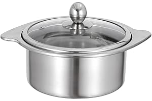 LALADEFIEE 16cm Stainless Steel Hot Pot with Divider, Double Cauldron Fondue Pan for Induction Cookers,