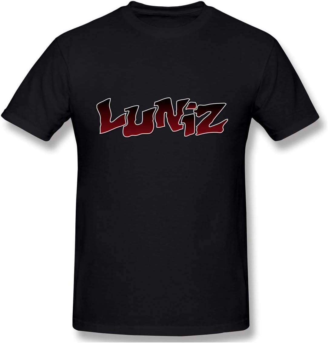 CGHJFKYJOO Men's Unique Print with Luniz Logo Fashion Tees Short Sleeve Black