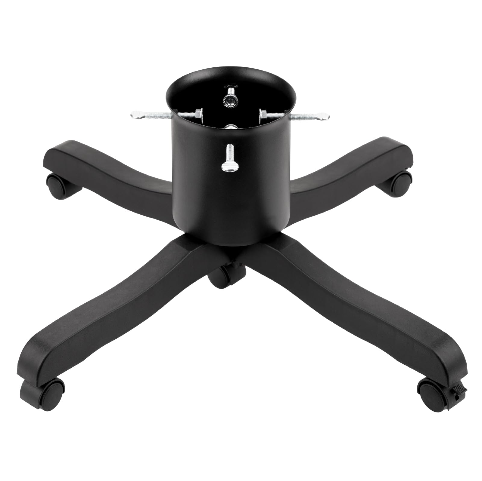 Christmas Tree Stand for Live Fir and Pine Trees with Water Reservoir and Rolling Wheels, Heavy-Duty Metal Base with Plastic Legs, Adjustable Trunk Support, Holiday Décor - Black