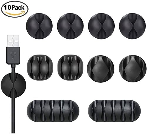 Adywe One/Two/Three/Five Channels Desktop Adhesive Cable Clips Holders (10 Pack),Cable Organizer and Cord Management for Your Wires, Desktop & Computer, Electrical, Charging or Mouse, USB Cord(Black)