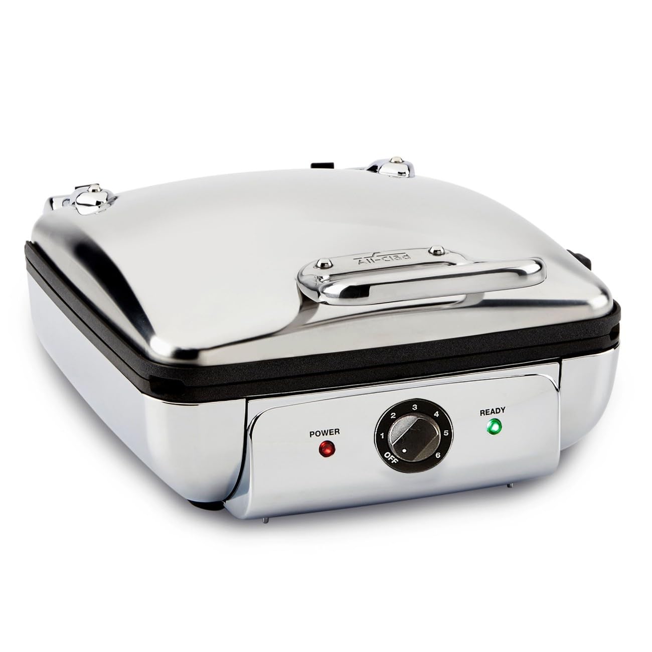 Photo 1 of ***(MINOR DAMAGE/ SEE NOTES)***All-Clad Stainless Steel Waffle Maker 4 Section, Thick Belgium Waffle Makers, Upright Storage 1600 Watts, Nonstick, 6 Browning Levels, Dishwasher Safe, Silver