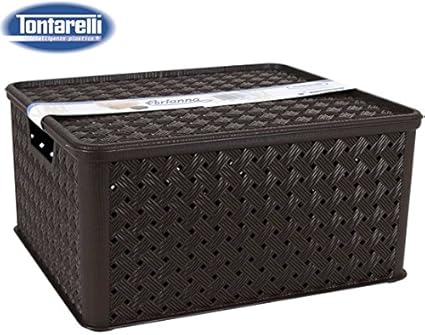 Tontarelli Caja ALMACENAJE 13 L C/Tapa Arianna WENGE: Amazon.es: Hogar