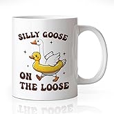 WHTYEFZ Silly Goose On The Loose Coffee Mug, Funny Goose Themed Gifts for Animal Gooses Lover Poultry Farmer, Birthday Christmas Gifts for Mom Aunt Daughter Niece Sister BFF Friend Coworker Boss
