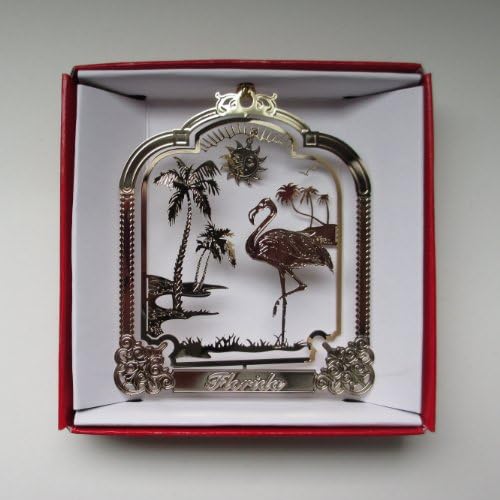Florida Flamingo Brass Christmas Ornament Travel Souvenir Gift