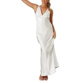 Gmeitoey Satin V Neck Maxi Dress