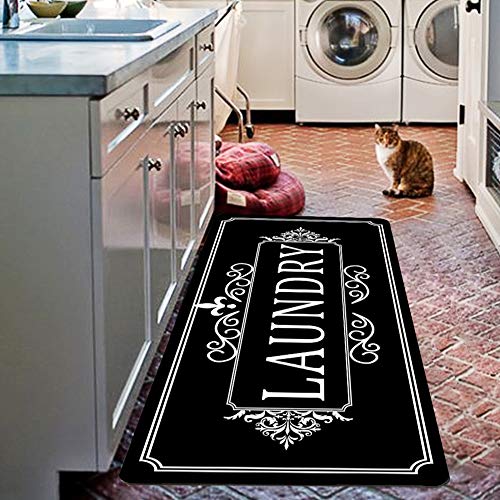 Black Laundry Rug Anti Fatigue Laundry Room Rug Runner 2x4 Crown Carpet Durable Washhouse Mats