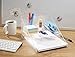mDesign Desk Organiser - Plastic Stationery Holder with Paper Tray - Perfect for Storing Desktop Accessories and Office Supplies - Clear