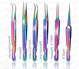 Alluring Rainbow Multi-Color Tweezers for Eyelash Extension (Straight)