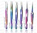 Alluring Rainbow Multi-Color Tweezers for Eyelash Extension (Straight)