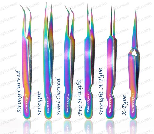 Alluring Rainbow Multi-Color Tweezers for Eyelash Extension (Straight)