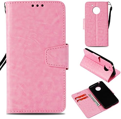 Moto E4 Case (USA Verison), Love Sound [Wrist Strap] [Vintage Series] Premium PU Leather Flip Wallet Case Cover with Card Slots Holder & Stand for Motorola Moto E4/Moto E (4th Generation), Pink