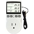 Plug in Thermostat Temperature Controller Electric Digital Thermostat Heating Cooling Mode Timer White