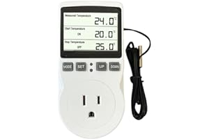 ECOARTHEATING Plug in Thermostat Temperature Controller Electric Digital Thermostat Heating Cooling Mode Timer White