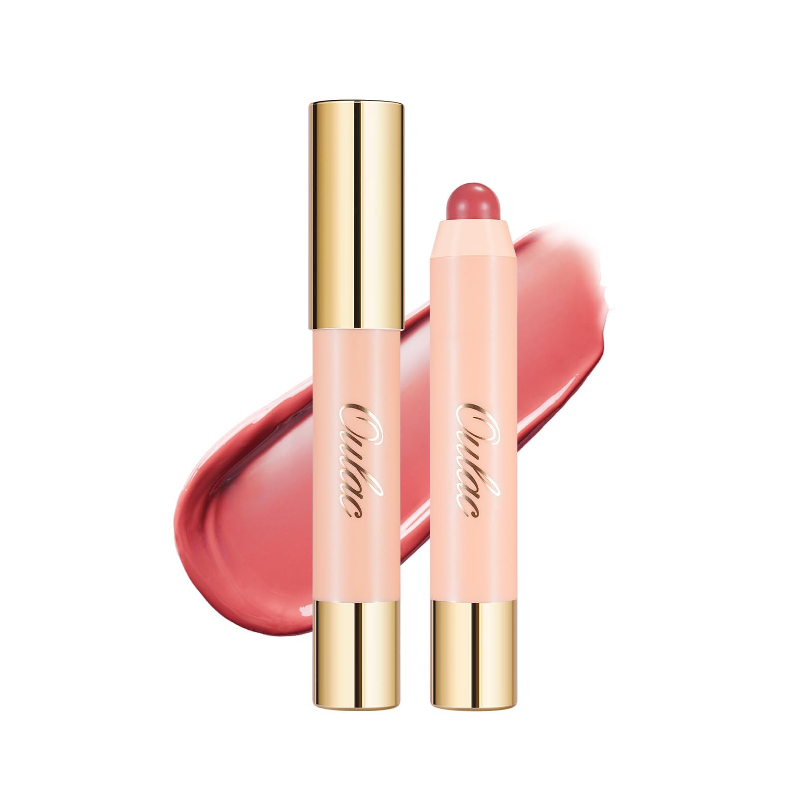Oulac Pink Lipstick - Lipstain and Blush Duo, Tinted Lip Balm, Moisturising and Nourishing, Glossy Finish, Vegan, Fruit Surge(02)