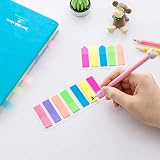 DDSHUN 980 Pcs Colored Sticky Notes Flags 7 Color Index Tabs Neon Transparent view 4