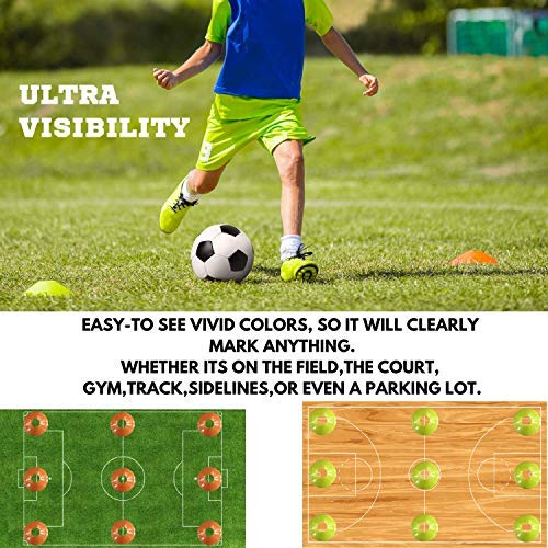Bltzpro Disc Cones (Set of 56) - Agility Soccer Cones with Carry Bag and Holder for Training, Football, Kids, Sports, Field Cone Markers - Includes Top 25 Drills eBook (Yellow) - Thumbnail 3