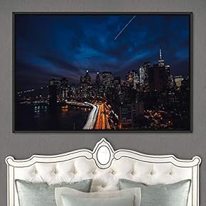 signwin Framed Canvas Wall Art City Illuminations Aerial...