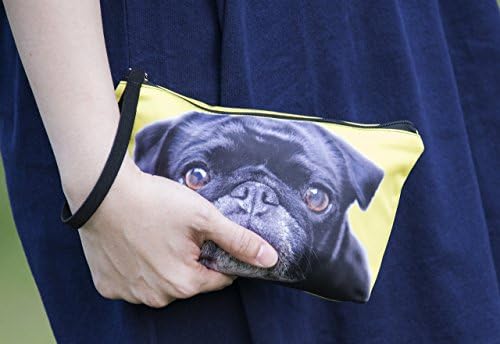 Black Pug dog clutch, cosmetic purse, wristlet, pouch