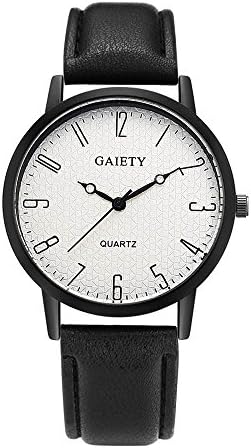 Gaiety Analog Quartz Leather Band Sport Watch for Couple Black Tone Arabic Numbers G031 (Black)