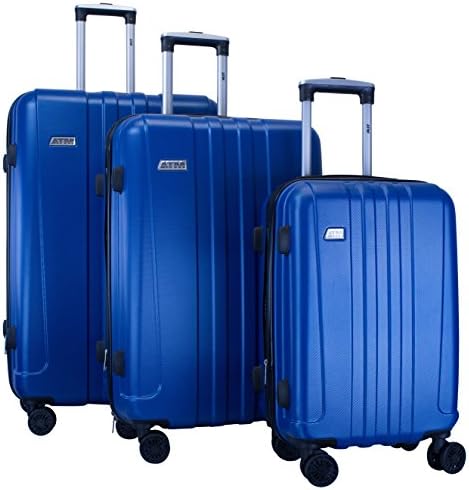 ATM Wave Orbit Journey Design Lighweight 3-pcs 30" 26" 22" Hardshell Spinner Luggage Set w/ TSA Lock (Royal Blue Journey)