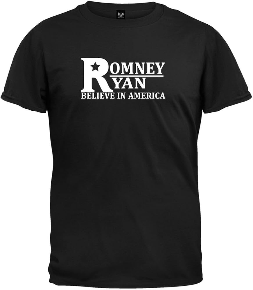 Amazon Com Romney And Ryan Believe In America Black T Shirt Clothing