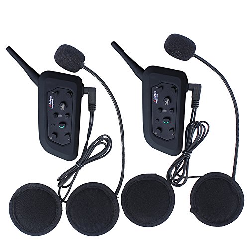 Excelvan 2 Packs BT 1.2KM/0.75MI Wireless Motorcycle Helmet Bluetooth 3.0 Intercom Headset Motorbike Interphone Connect Up to 6 Riders