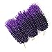 8 Inch Short Marlybob Crochet Hair 6 Small Bundles/Lot Kinky Curly Crochet Braids Ombre Braiding Hair Synthetic Hair Extension (1B/Purple)