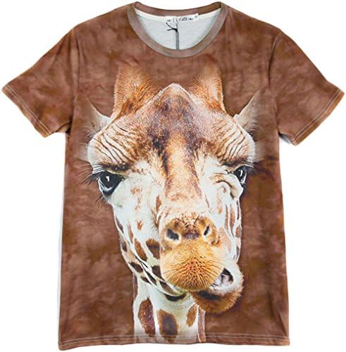 Pretty321 Men Women Giraffe Animals Big Face Print Collection 3D Hip Hop T-Shirt (US(Men:S-M(Slim) = Women:10-12/M-L) ignore our tag, Giraffe - Funny Emoji)