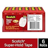 Scotch Super-Hold Tape, Strong and Durable, Glossy Finish, Engineered for Sealing, 3/4 x 800 Inches, Boxed, 6 Rolls (700S6)
