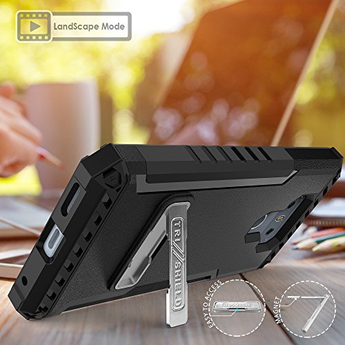 LG G6 Case, Trishield Durable Shockproof Rugged Full Body Protection Armor Phone Cover With Built in kickstand Card Slot Belt Clip Holster Screen Protector Lanyard Loop Carbon Fiber Black - Thumbnail 2