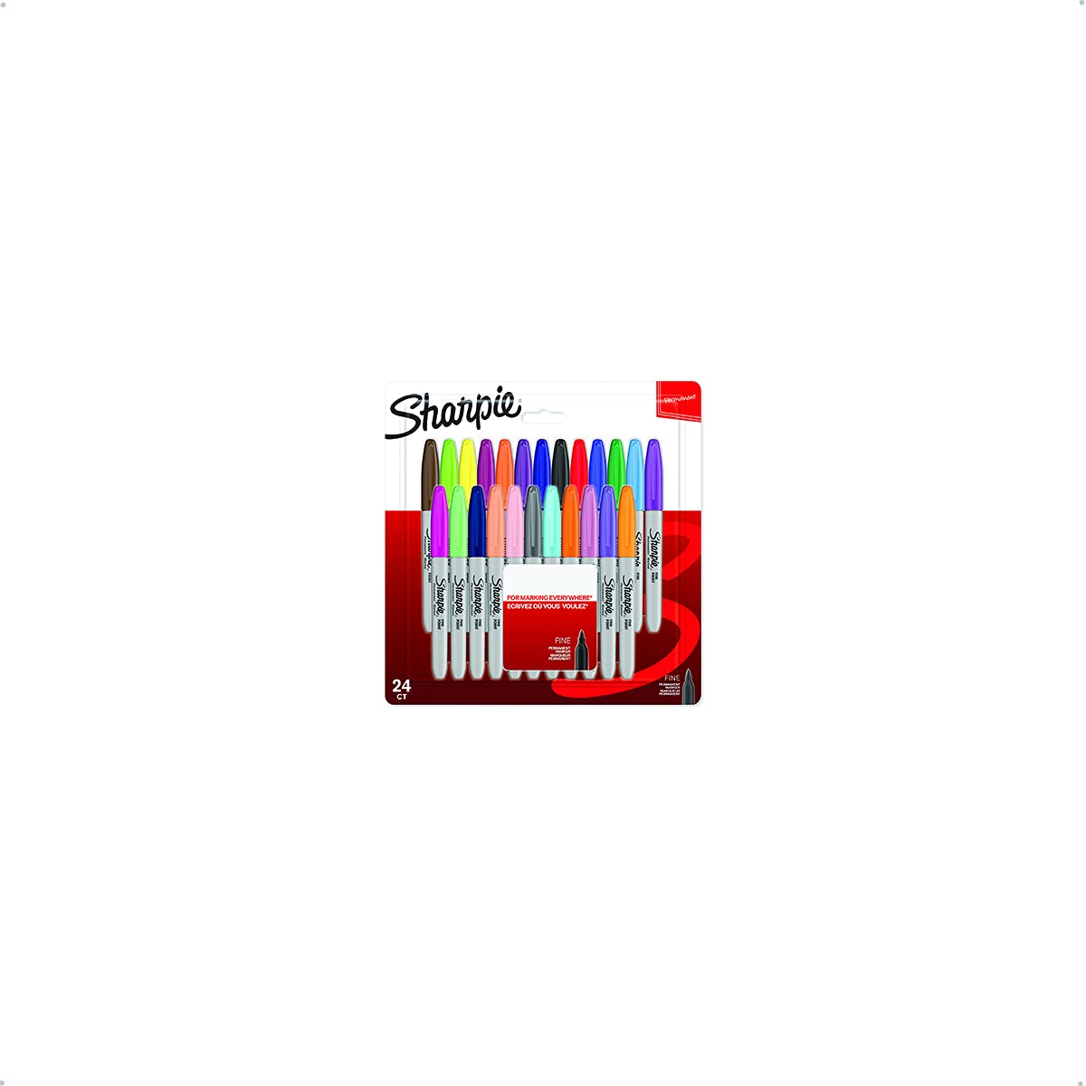 SHARPIEPermanent Markers, Fine Tip, Assorted Fun Colours, 24 Pack